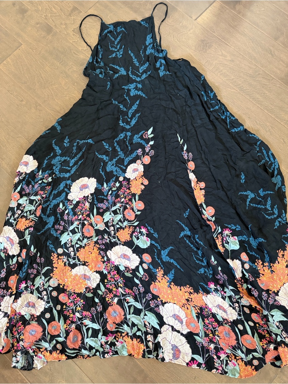 Free People Black Floral Halter Maxi Dress